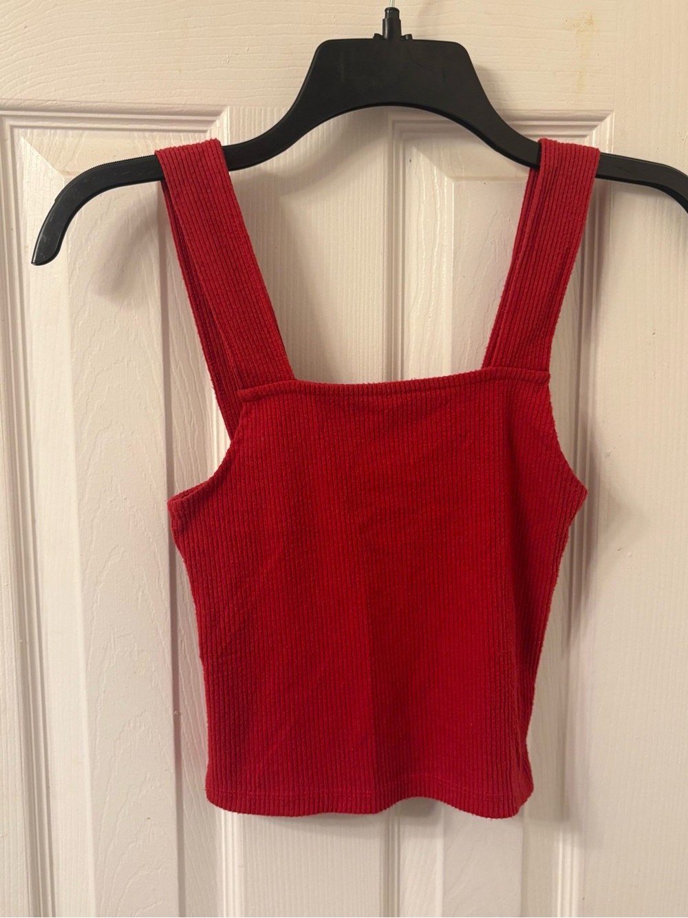 American Eagle Outfitters Ribbed Red Square-Neck Tank